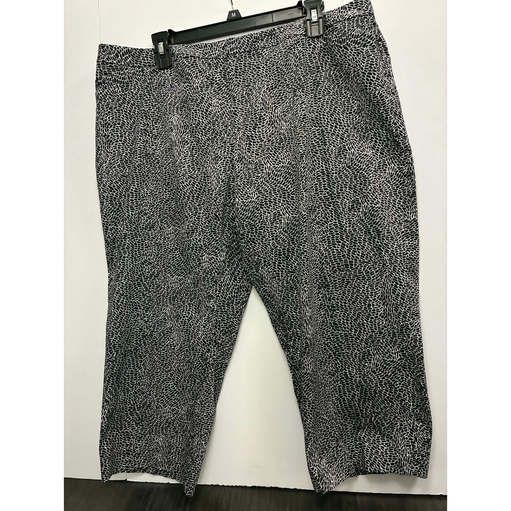 Coldwater Creek Capri‎ Pants Womens 18 Black White Abstract Natural Fit Stretch